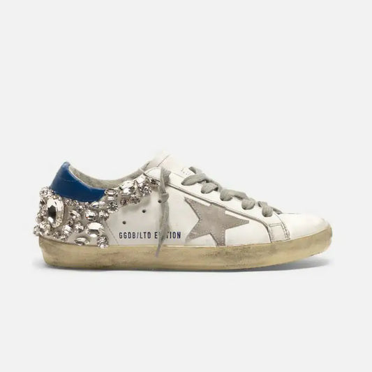 Star Old White Shoes with Diamonds - Leminaz