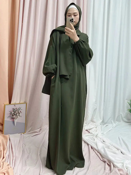 Hooded Abaya Long Dresses Women-Leminaz